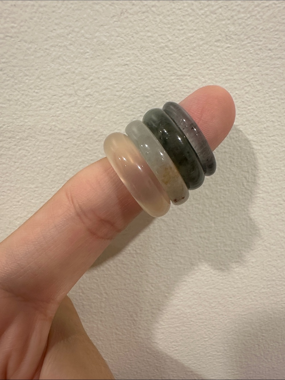 Polished Stone Stacking Rings - Neutral Mix